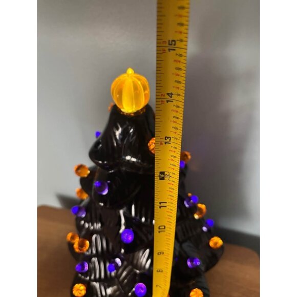 Mr Halloween Ceramic Black with Lights Nostalgic Tree 14” Mr Christmas Works - Picture 8 of 9
